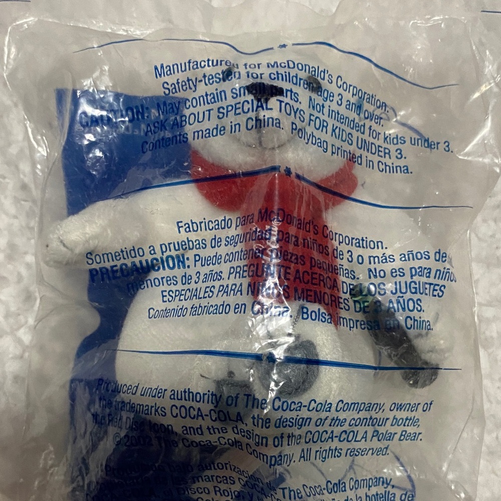 McDonald's Collectible vintage 2002 holiday Coca Cola polar bear  toy plush NWT